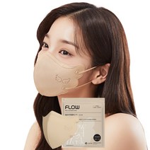 플로우천사황사방역마스크(KF94)(중형), 25매 (중소형 청소년및성인여성), 베이지