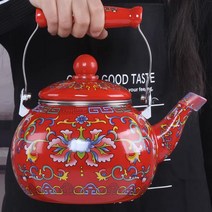 오레가노 꽃무늬 법랑 주전자 밀크티 티포트 인덕션 가스레인지 겸용 (종류 다양), AK.레드 (2.5L)