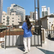 여자 무릎 찢청 무파진 와이드핏 화이드 롱 팬츠