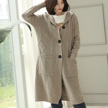 웬디즈갤러리 빅버튼 후드 롱가디건 SCD005