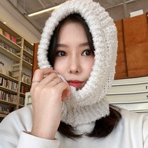 니트 바라클라바 발라클라바 넥워머 방한 후드, 화이트