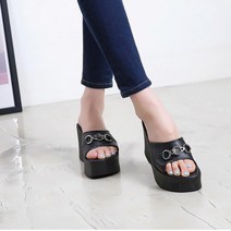 통굽10cm 앞굽5cm 슬리퍼 여성 키높이 앞트임 슈즈 국내산 수제화 미용실 실내슬리퍼