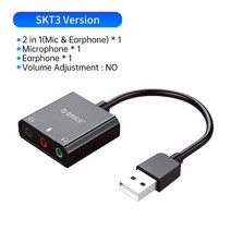 ORICO-외부 USB 사운드 카드 스테레오 마이크 스피커 헤드셋 오디오 잭 3.5mm 케이블 어댑터 음소거 스위치 볼륨 조정 무료 드라이브 외장형 USB 사운드 카드 스테레오, Skt3