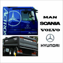 대형트럭 중장비 데칼스티커 및 반사스티커 볼보 스카니아 벤츠 현대 만트럭, 선택1, 중형, 화이트유광, 1개