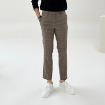아도르클래식 차콜브라운 체크 봄 가을 겨울 캐주얼 9부 10부 슬랙스