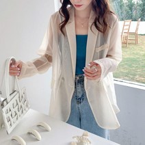 한스마켓 오간자 쉬폰 여름 매쉬자켓 여성 하프자켓