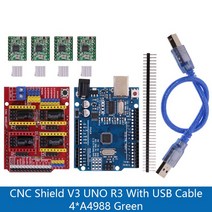아두이노우노 아두이노 메가 키트 블루투스 R3 CNC 방패 V3 조각 기계 3D 프린터 + A4988/DRV8825/AT2100, 01 Green A4988 Kit