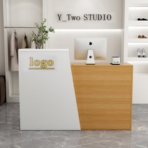 병원 데스크 네일샵 안내데스크 포스대 상담 계산대 접수대 학원 프론트 카페, 80x42x100cm, 화이트+골드오크【오른쪽 코너】