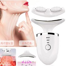 녹색잎 무선 V라인 얼굴 마사지기 EMS 괄사 갈바닉 온열기능, 흰색, 1개