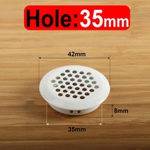 닥트 덕트 호스 자바라 라운드 캐비닛 루버 메쉬 홀 플러그 커버 옷장 그릴 환기 시스템 직경, 47.Hole 35mm-Convex - 2Pcs