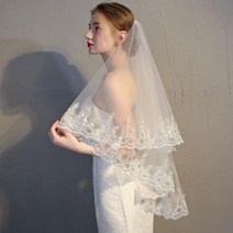 브라이덜샤워 두겹베일 샤인 스냅촬영소품 셀프웨딩 신부면사포 리마인드웨딩 빗핀베일