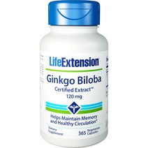 라이프익스텐션 징코 빌로바 120mg 베지테리안 캡슐, 365개입, 1개