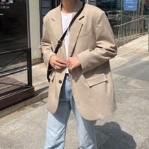 미니멀 글렌 체크 오버 블레이저 자켓