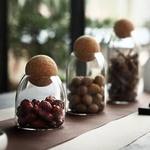 코르크 유리용기 내열유리용기 저방병 시리얼 곡물 티백 보관, 800ml