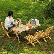 야외 접이식 롤테이블 원목 의자 체어 캠핑 야영 차박, 순대나무/ 원색 120CM(가방포함)