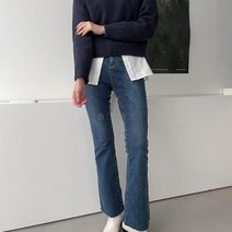 여자 부츠컷 스판 기모 겨울 키커보이는 청바지