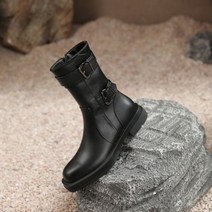 바이크 롱 할리 웨스턴 부츠 할리데이비슨부츠 남자 라이더 가죽 워커 신발, 37, 블랙색 짧은 양털