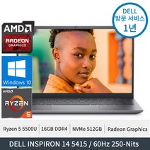 델 인스피론 14 5415 라이젠5 5500U FHD화면 라데온그래픽 16GB DDR4 512GB SSD W10H