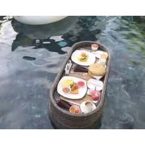 풀빌라 브런치 플레이트 바구니 라탄 트레이, C-월넛100X50X20