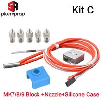 3D 프린터 MK8 1.75mm 필라멘트 12V/24V 서미스터 세라믹 히터 노즐 키트가있는 핫 엔드 알루미늄 가열 블록, Kit B 24V Voltage