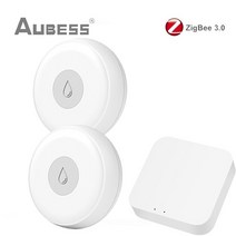 누수센서 스마트안전장비 누수경보기 tuya zigbee 누수 센서 누출 경보 감지기 홍수 경보 오버플로 스마트 홈 보안 tuya zigbee 게이트웨이 허브와 함께 작동, 허브가 있는 2개