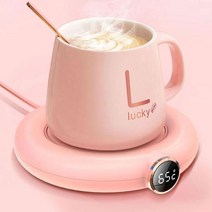 컵워머 컵 데우기 음료 보온 3단 온도조절 USB전원 117mm LED온도표시, 핑크
