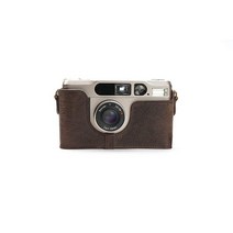 Contax T2 케이스 BolinUS 핸드메이드 천연 가죽 하프 카메라 백 커버 카메라용 핸드 스트랩 포함 커피 USA 미국, Coffee
