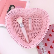 씨앤초이스 파스텔 라탄 하트 바구니 바스켓 소품정리 트레이 인테리어 다용도 수납 보관, 핑크, 1개
