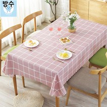 방수 테이블보/ 핑크격자 2인용~12인용(274x135cm)/ 국내 당일발송-신데렐라 데코, 식탁보 방수-핑크격자, 4인(135x135cm)