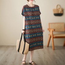 236670 - 린넨 면 롱 원피스/빅사이즈/루즈핏/엄마옷/100/간절기/여름원피스/데일리/임부복