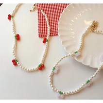 진주 뿅뿅 체리 귀여운 목걸이 팔찌