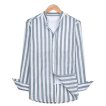 핫코드 남성용 스트라이프 차이나 카라 긴팔 셔츠 2컬러