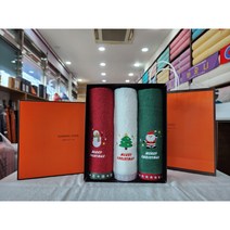 송월타올 크리스마스 수건 성탄절 선물 교회 행사 답례품 연말 송년회 2장 3장 세트답례품, 빨강