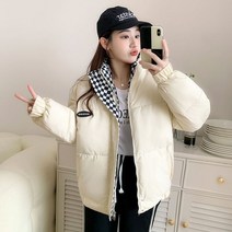 NEW 대한민국 유니섹스 겨울패딩 체크 코트 경량숏패딩 구스다운 남성여성 구스패딩