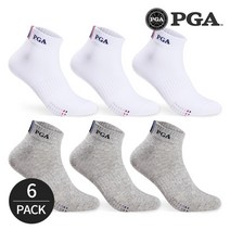 PGA 골프 스포츠 남성 넥배색 바닥패턴 발목양말 6족세트 화이트 그레이, FREE, 6족세트_MX