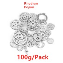 50g100g 금속 기어 시계 핸드 쥬얼리 충전 uv 수지 에폭시 몰드 수제 diy 쥬얼리 공예용 충전 액세서리 만들기, 로듐 100g