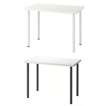 [당일출고] 이케아 LINNMON 테이블 (100x60)+OLOV 길이조절다리, 다크그레이상판-화이트다리