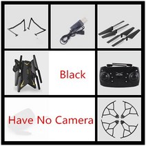 KY601S RC 헬리콥터 드론 카메라 HD 1080P WIFI FPV 셀카 전문 접이식 쿼드 콥터 20 분 배터리 수명, 01 no camera-black