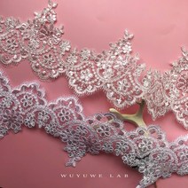 레이스원단 아이보리/화이트 코딩 패브릭 스팽글 플라워 베니스 메쉬 레이스 트림 아플리케 바느질 공예 웨딩 드레스 1 야드 13cm, white 1yard