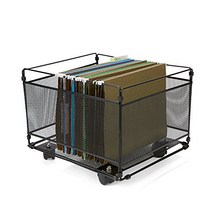 Mind Reader FILEROLL-BLK Portable Rolling Metal Mesh Box File Document Folder Sorter Organizer Bl, 1
