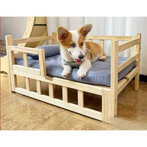 고양이침대 강아지침대 애견방석 강아지집 강아지쇼파, 원목 침대 +베개+매트(115x60x38cm)