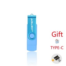 JASTER-고속 USB 플래시 드라이브 OTG 펜 안드로이드 마이크로/PC 비즈니스 선물용 64gb 32gb 스틱 회전식, 05 Light blue_02 8GB