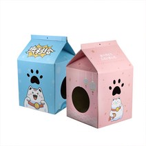 고양이 스크래쳐 숨숨집 우유 하우스 박스, 핑크