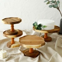 아카시아 원목 케이크 스탠드 디저트 홈카페 베이커리 트레이 스탠드, 연화반 케익스탠드 대(30cm)