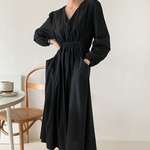 너랑나우리 허리스트링 롱 원피스