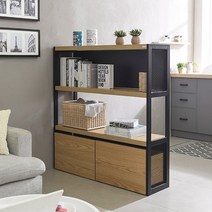 e스마트 스틸책장겸 파티션 3단1200 수납형, 블랙