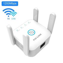 PIXLINK-300Mbps/1200Mbps 2.4G/5G 와이파이 리피터 무선 와이파이 익스텐더 증폭기 802.11N 장거리 와이파이 신호 부스터 리피터, US plug, 02 4 Antenna 5G 2.4G