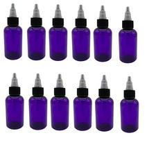 Natural Farms 59.1ml2온스) 퍼플 보스턴 플라스틱 병 - 12팩 빈 리필 가능 BPA 프리 에센셜 오일 아로마테라피 | 블랙/내추럴 트위스트 탑 캡 미국 제조