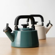 에지리 일본 법랑주전자 2.1L 삐삐 소리나는 안전한 인덕션주전자 아날로그 레트로 티포트, 스모크블루