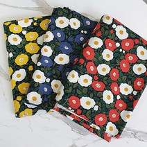 자투리 린넨 컬러풀 동백꽃 택1, 린넨 컬러풀 동백꽃 블루